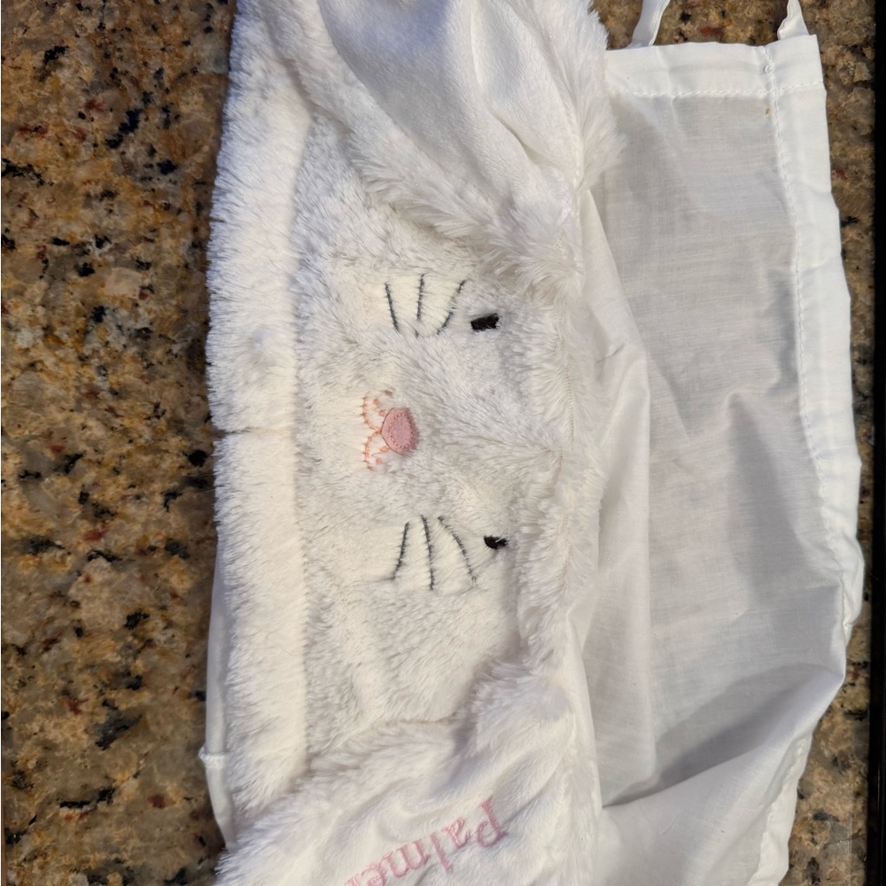 Pottery Barn Kids White Fur Bunny Easter basket liner personalized- Palmer